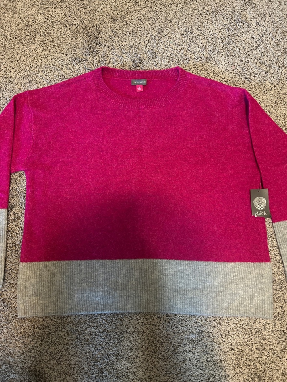 Colorblock Crewneck Sweater - Pink & Gray - Picture 4 of 5